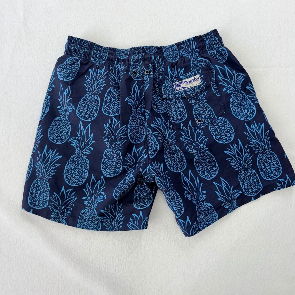 Trunks Surf & Swim Co Mens Navy Blue Pineapple Swim Trunks Size L 6